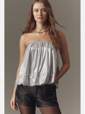 NWT ANTHROPOLIGIE MAEVE SHINE STRAPLESS BUBBLE TOP